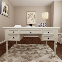 American solid wood desk Home modern simple study Double computer desk Office desk Bedroom White writing desk