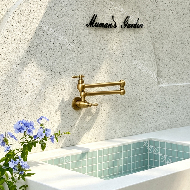 French-Style Retro Faucet, Foldable Wall-Mounted Outdoor Stove, Single Cold Water, Rotating, Universal, Retractable, Antique-Style Sink French-Style Retro Faucet, Foldable Wall-Mounted Outdoor Stove, Single Cold Water, Rotating, Universal, Retractable, Antique-Style Sink