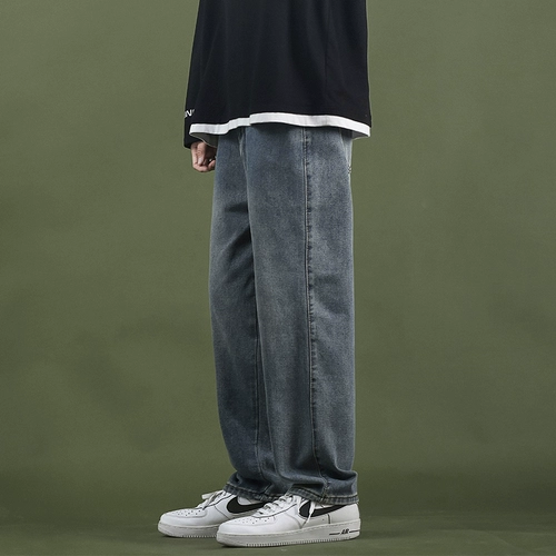 Утепленные джинсы с начесом, демисезонные штаны, осенние, свободный прямой крой