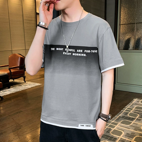 Трендовая приятная телу хлопковая брендовая футболка с коротким рукавом, оверсайз, круглый воротник