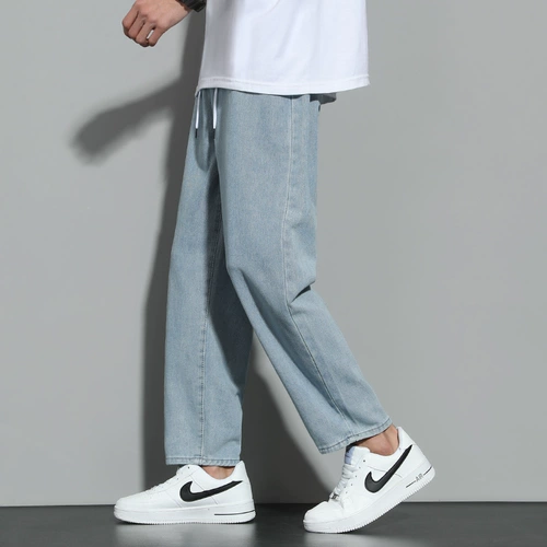 Летние джинсы, трендовые штаны для отдыха, свободный прямой крой