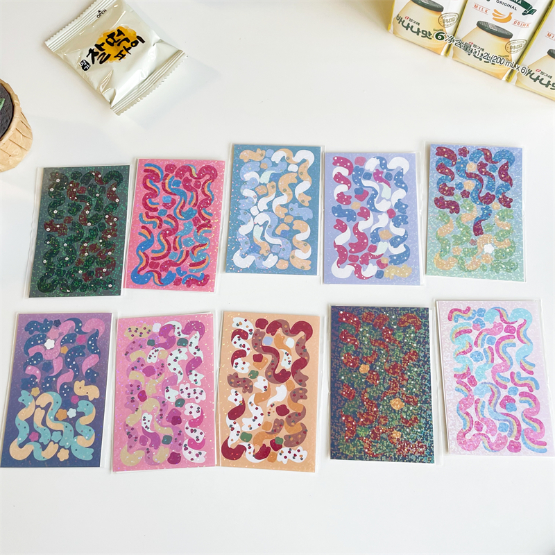 Korean ins wind laser ribbon color ribbon goo card sticker love bean card diy hand account decorative stickers sparkling