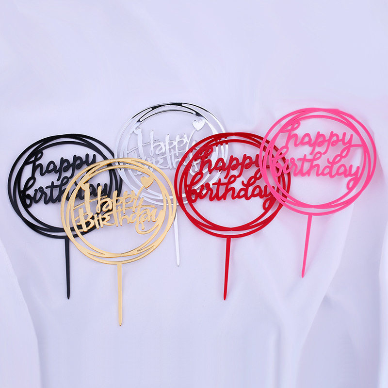 Happy Birthday Acrylic Cake Decoration plugin Gold Silver Happy Birthday Square Love