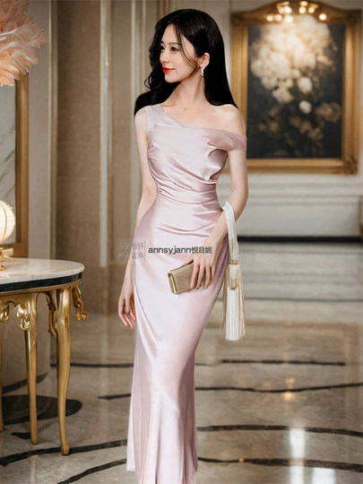 High-End Light Luxury Niche Evening Dress with a Sense of Elegance for Engagement Parties, Can Be Worn Casually, Sophisticated Birthday Dress