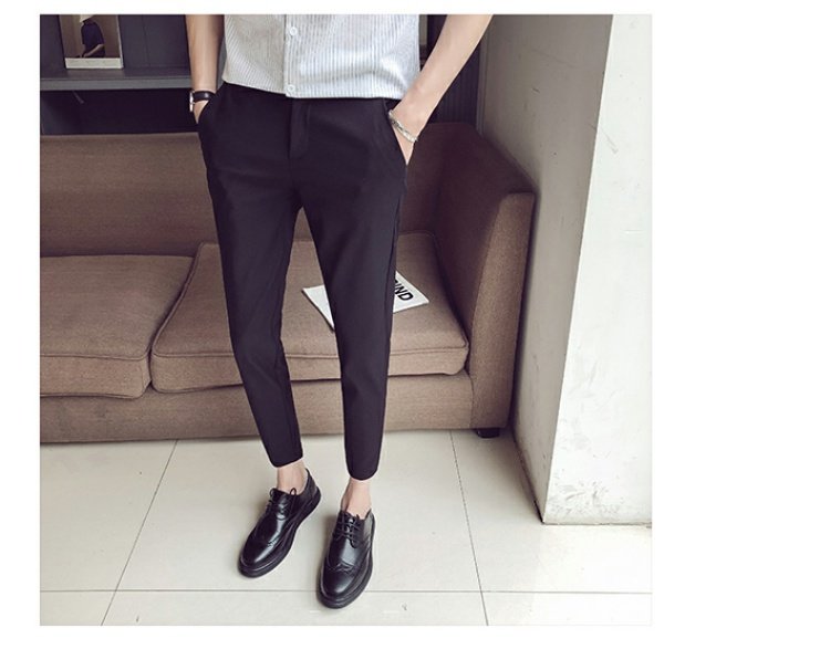 Mùa thu đông cộng với quần nhung Phiên bản Hàn Quốc của xu hướng quần chín nam phù hợp với quần âu Quần lửng ống rộng 9 điểm chân quần quần áo nam đẹp