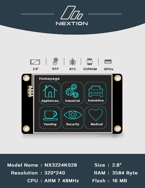 Nextion NX3224K028 2 8 inch human-computer interaction interface HMI enhanced English version official genuine