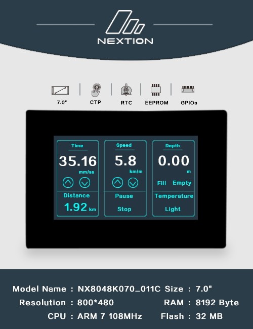 Nextion NX8048K070_011C 7 inch enhanced capacitor with enclosure
