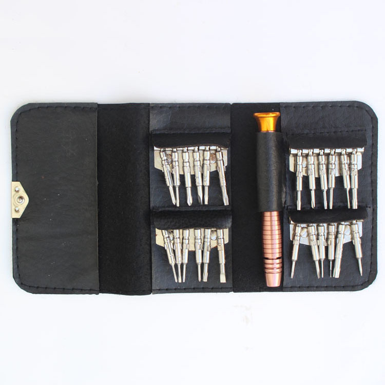 6025#25-in-1 leather bag mobile phone repair tool set Batch set Watch electronic screwdriver set