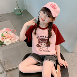 Girls' Short-Sleeved T-Shirt 2025 New Summer Pure Cotton Stylish Top for Older Children and Little Girls Children's Summer Half-Sleeve T-Shirt