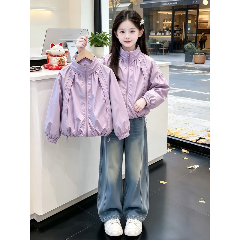 Girls' Outwear Autum 2026 New Style Kidsren's Stylish Korean Style Jacket Little Girl Autum Clothing Unique and Beautiful Top