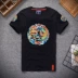 Xuân 2019 Quần áo nam Trung Quốc in áo thun ngắn tay Long phong gió quốc gia nửa tay áo cổ tròn xu hướng nam tính - Áo phông ngắn áo thun nam có cổ Áo phông ngắn