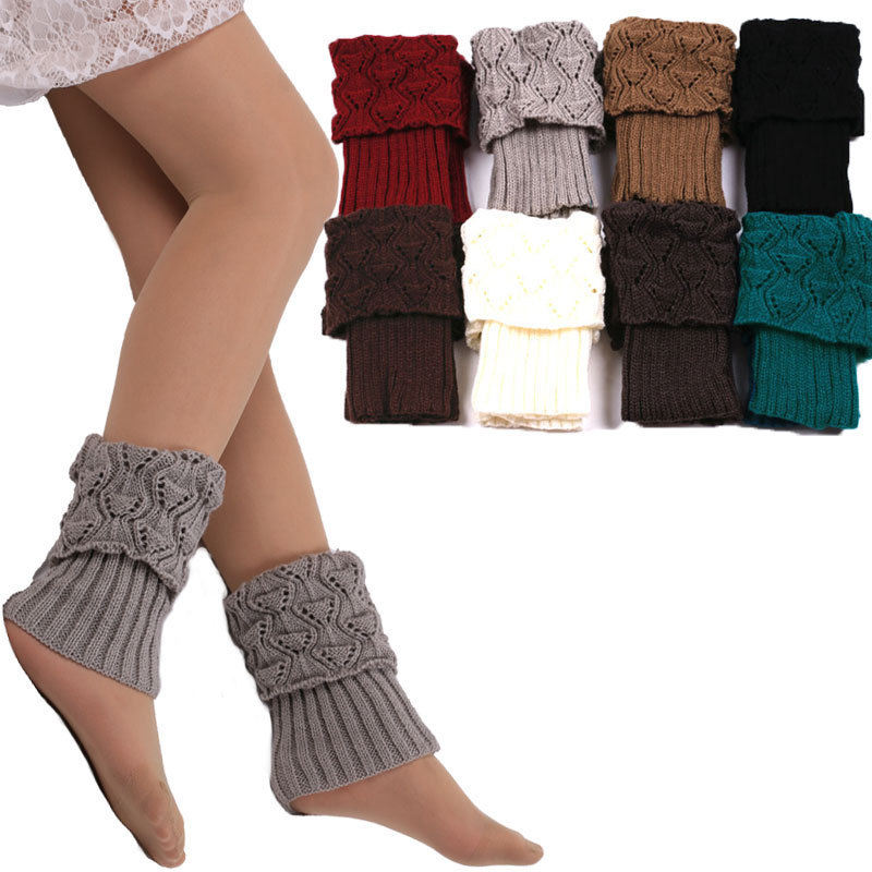 Ankle Warmers, Winter Ankle Socks, Knitted Wool Flip-Top Socks, Foot Covers, Hollow Leg Warmers, Shoe Covers, Boot Covers, Starting from One Pair