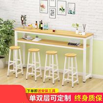 Milk tea shop living room long table Narrow double-decker bar table and chair Small bar high stool Leisure table Folding leg long table