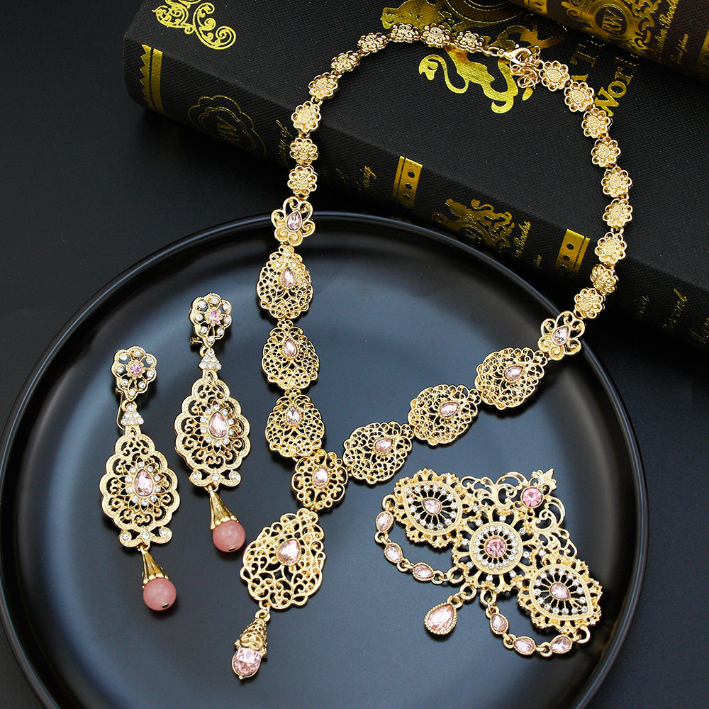 Комбинируемый комплект sunspicems gold color moroccan bride jewelry sets for women OTHER