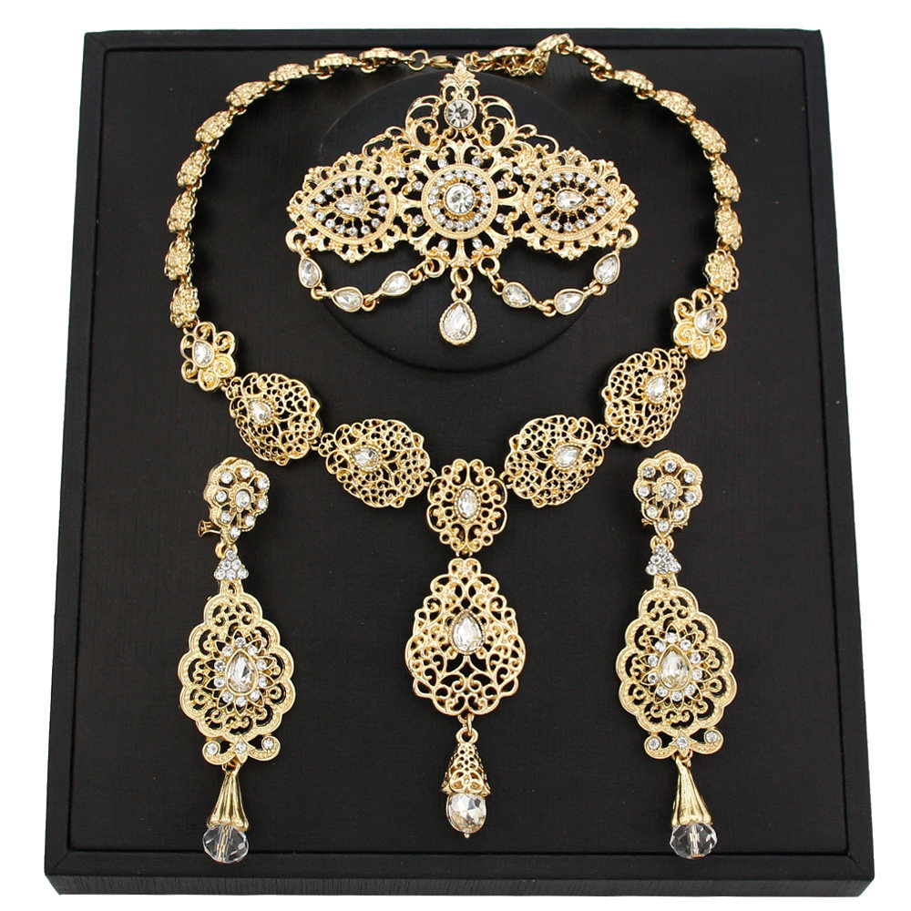 Комбинируемый комплект sunspicems gold color moroccan bride jewelry sets for women OTHER