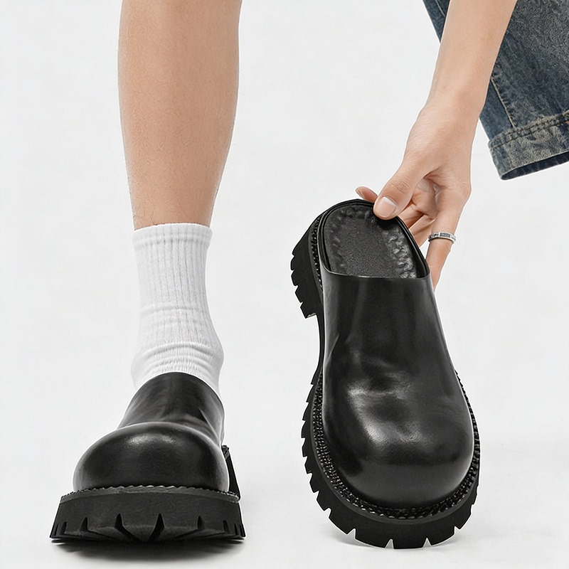 Birkenstock Men's Slip-On Mules with Wide Toe, Height-Increasing Thick Sole, Casual Leather Shoes, Trendy 2026 New Model