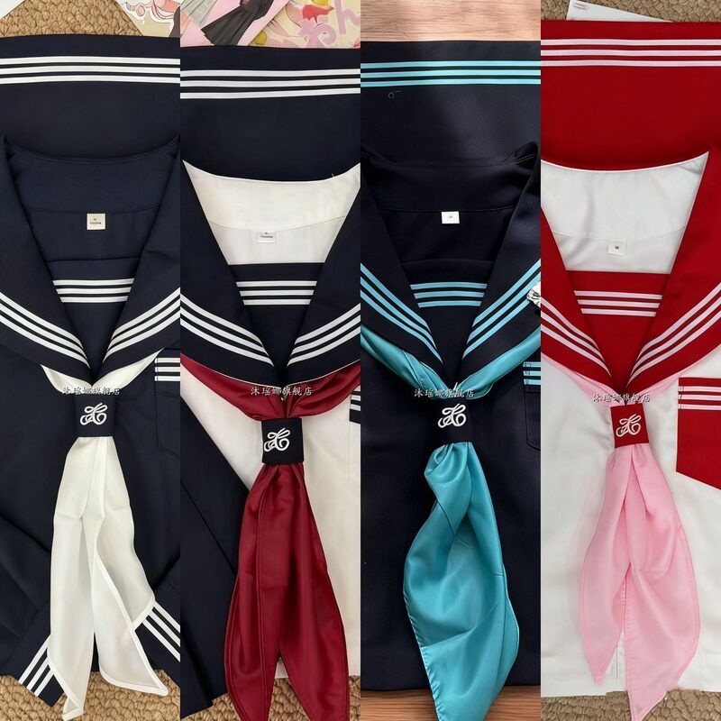 New Jk Uniform White Solid Color Sailor Suit Student School Uniform Hand-Tied Triangular Scarf College Style Neckerchief
