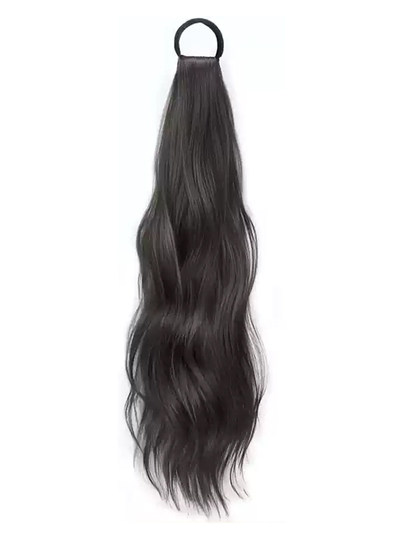 Perücken-Pferdeschwanz für Frauen mit superlangen Haaren, faule Leute, Umschnallgummiband, niedrige Krawatte, natürliches volles Echthaar, leicht gelockter künstlicher Pferdeschwanz