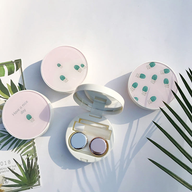 隐形近视眼镜盒小清新仙人掌美瞳盒可爱伴侣盒