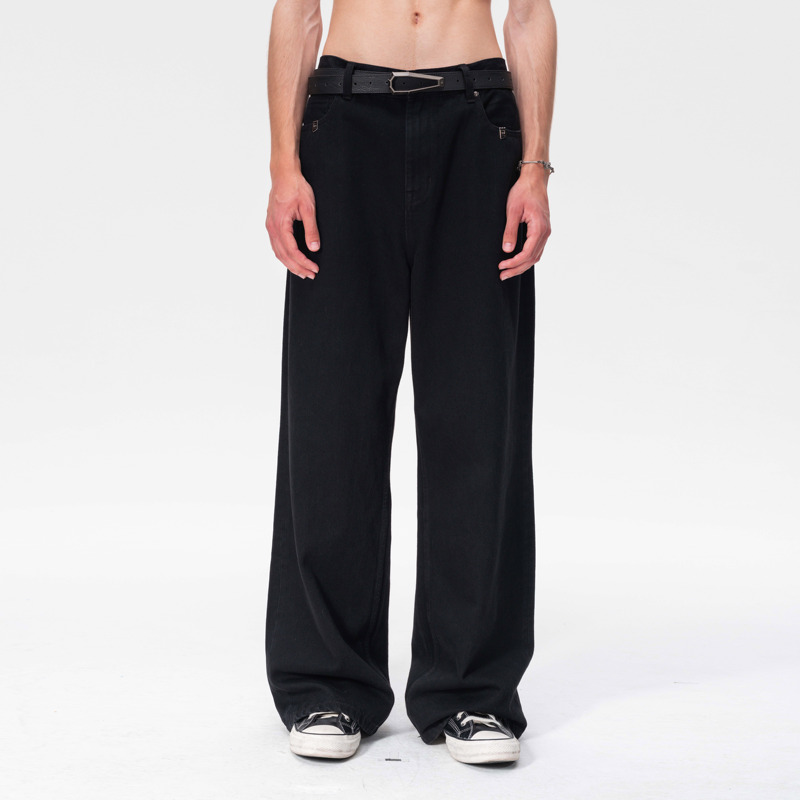 Records Inc. W005 Black and Gray Wide-Leg Jeans Rocksteady Records Inc. W005 Black and Gray Wide-Leg Jeans Rocksteady