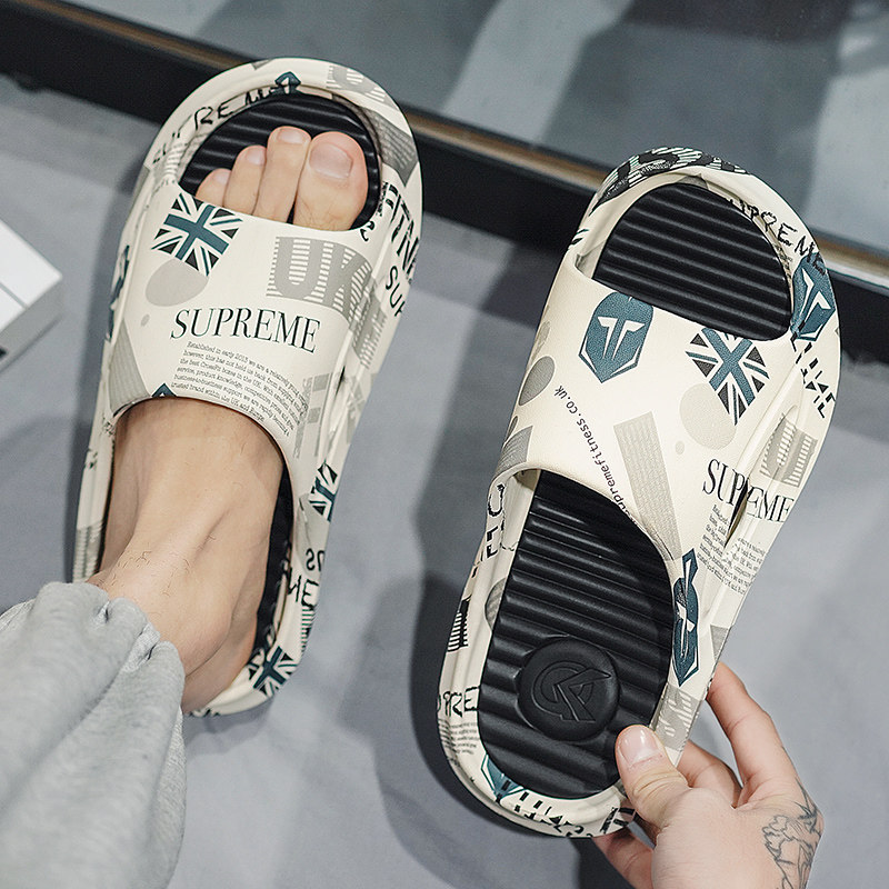 God Dragon Back Force Slippers Men's Summer 2022 New Outdoor Word Drag Basketball Thick Bottom Stomachfront Anti Slip Beach Shoes