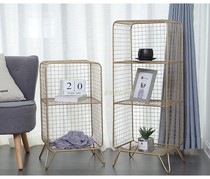 American Nordic countryside pastoral forest ins Golden light luxury iron art hollow grid storage frame magazine storage rack