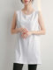 Spring and Autumn Sweatshirt Base Layer Tank Top for Women, Round Neck, Mid-Length, Sleeveless, White, Butt-Covering, Layered Camisole Base Shirt