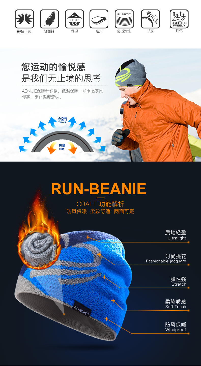 Mũ nam và nữ mùa đông thể thao ngoài trời đan mũ len dày mũ mùa thu và mùa đông đi bộ đường dài mũ trượt tuyết chạy mũ ấm mũ lưỡi trai nón sơn