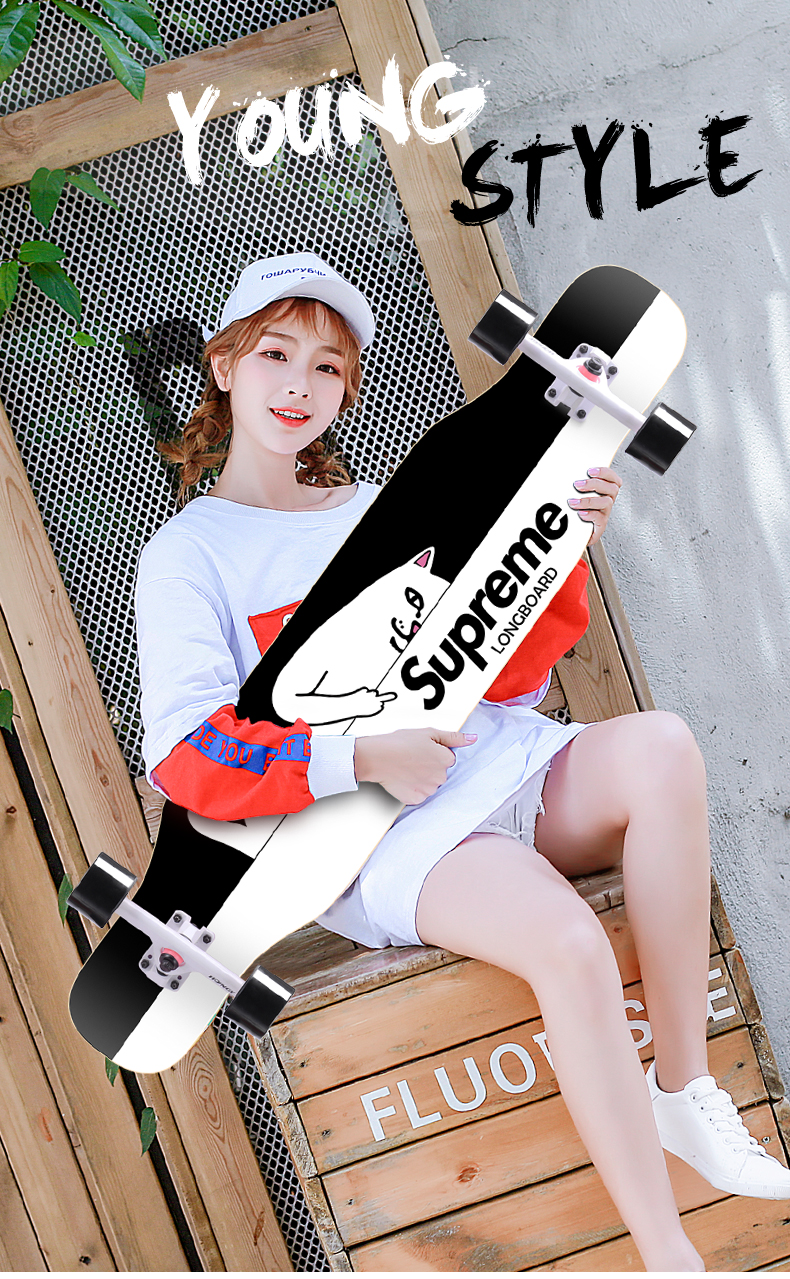 Saibao longboard ván trượt cho người mới bắt đầu trai và gái nhảy ván chải đường phố thanh niên Hàn Quốc bốn bánh xe tay ga rung - Trượt băng / Trượt / Thể thao mạo hiểm nón bảo hiểm thể thao xe máy