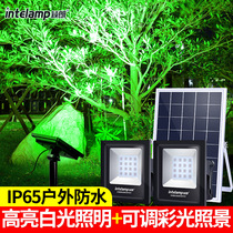 Solar outdoor floodlight spotlight courtyard waterproof decorative lantern with lawn colorful photo tree light super bright street light