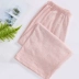 Bộ đồ ngủ cotton tiêu chuẩn Mỹ dành cho phụ nữ mùa xuân và mùa hè rộng rãi và giản dị có thể mặc bên ngoài quần vải cotton thuần màu đơn giản và thời trang - Quần tây