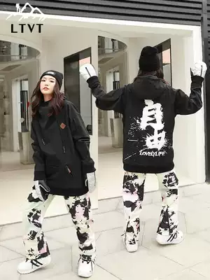 Soft shell ski suit men's and women's suits double veneer warm pullover ski hoodie hooded top jacket anti-feng shui