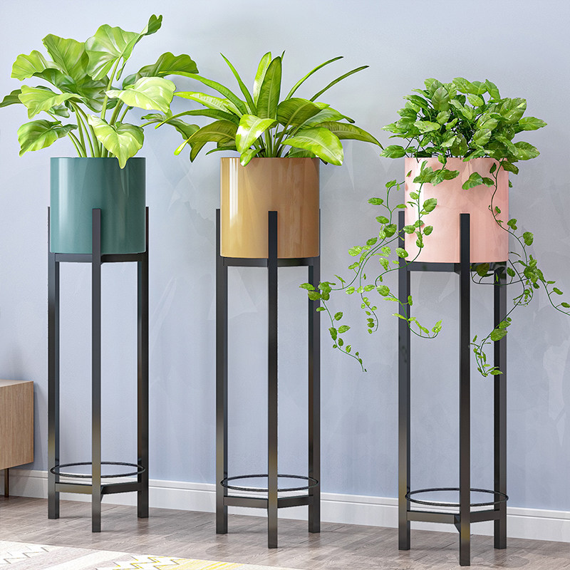 Flower rack Nordic indoor home balcony decoration shelf wrought iron living room simple flower pot plant hanger green dill