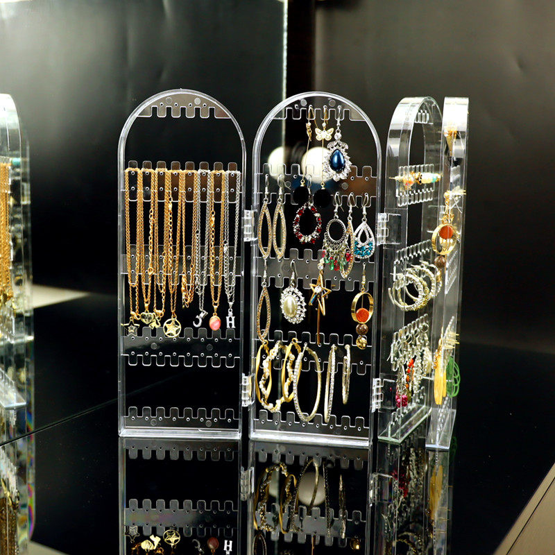 New plastic transparent earbuds earbuds display frame creative screen jewelry necklace hanging frame foldable