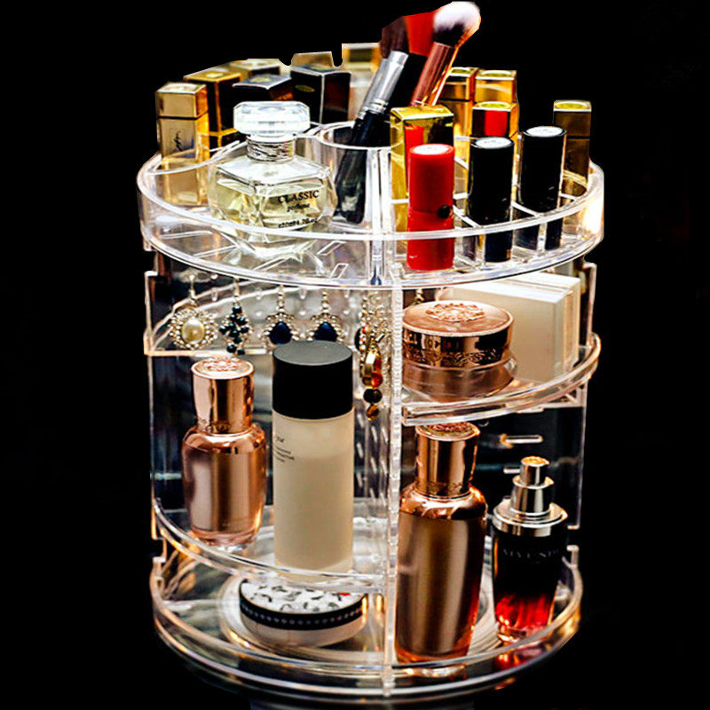 Containing cosmetic storage box storage shelf desktop makeup table combined lipstick display box transparent belt rotation