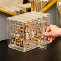 New jewelry storage box necklace display rack household earrings earrings earrings transparent drawer type desktop jewelry dust rack