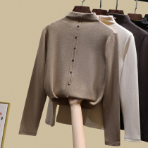 Half high collar plus velvet thickened base shirt Women in autumn and winter with foreign style long sleeve 2020 New grinding hair velvet top