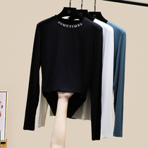 Modal base shirt Womens Long Sleeve Mask T-shirt Autumn and Winter 2020 New Slim Inner Wear Thin Letter Top