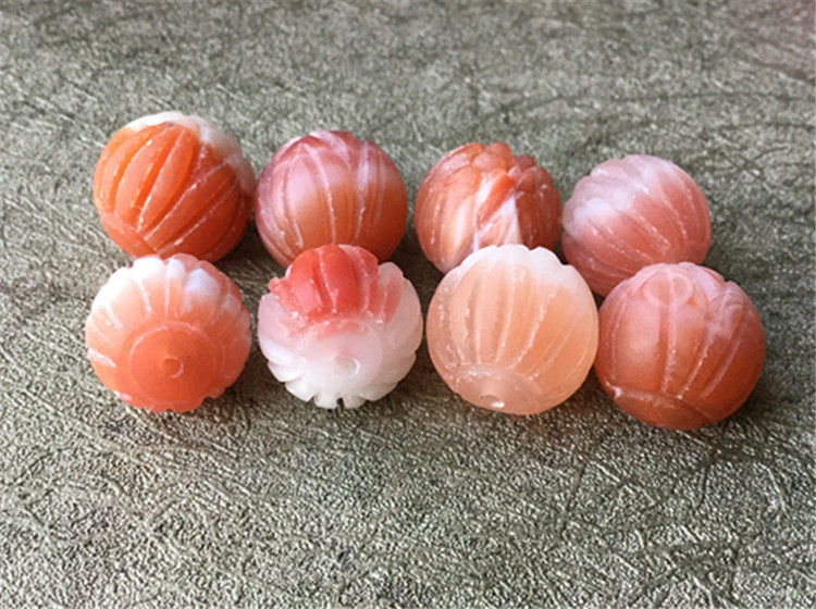 DIY аксессуары 特价。南红玛瑙红白料。 莲花珠配珠 diy配件204