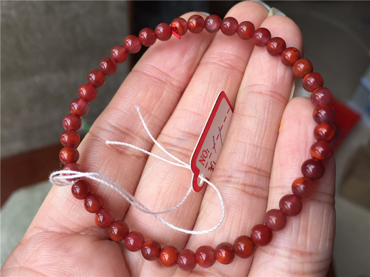 3-4mm vật liệu Tứ Xuyên tự nhiên Nam mã não đỏ vòng tròn hạt nhỏ vòng tay hồng vòng tay tỳ hưu