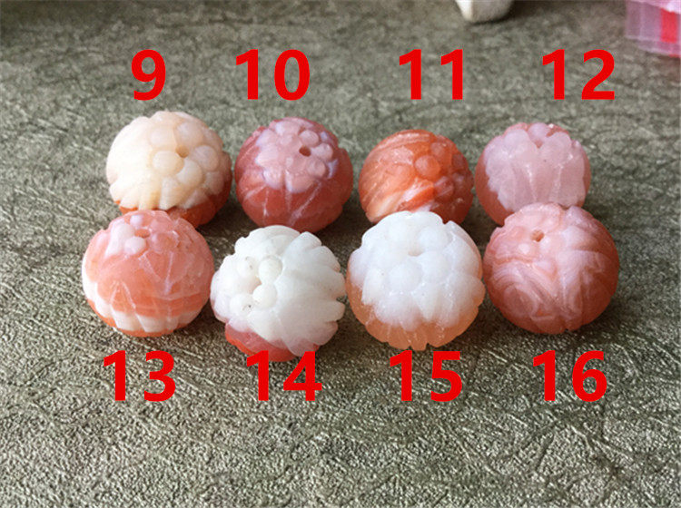 DIY аксессуары 特价。南红玛瑙红白料。 莲花珠配珠 diy配件204