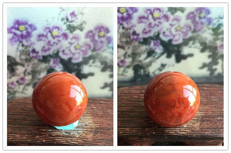 DIY аксессуары 天然川料南红玛瑙柿子红19mm 大圆珠 火焰纹配珠散珠diy