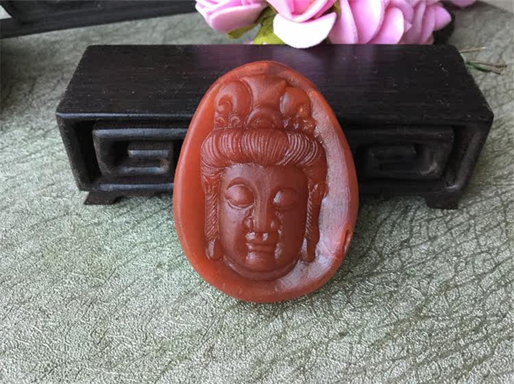 аксессуары для шеи 四川凉山南红玛瑙观音吊坠柿子红火焰纹玛瑙观世音大日如来佛祖 OTHER