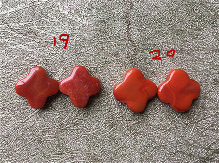 DIY аксессуары 南红玛瑙柿子红火焰纹  天然川料  半孔四叶草耳环耳针413