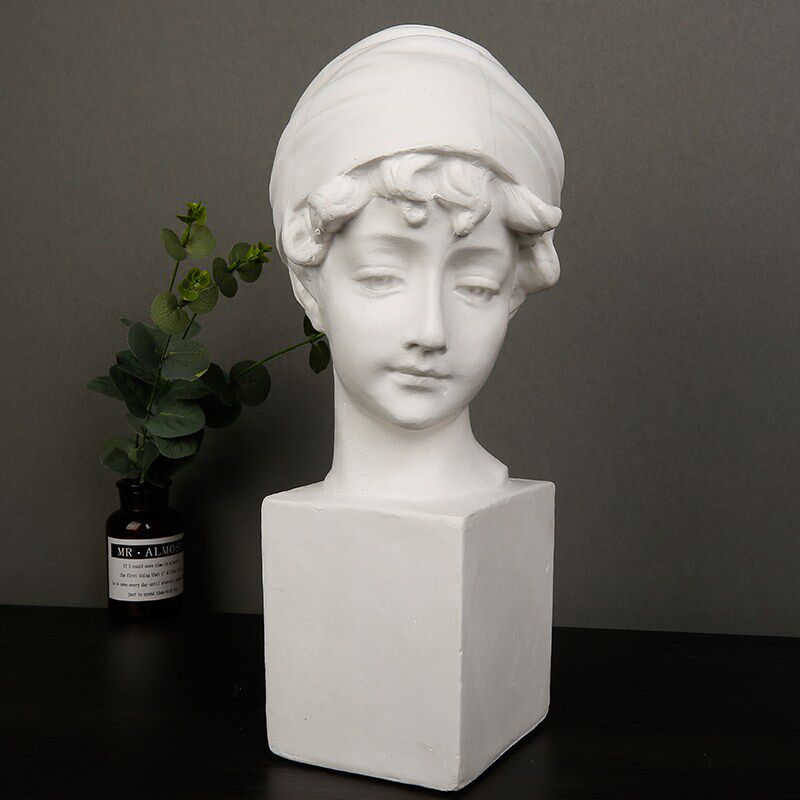 British teenage girl plaster statue figure head sketching teaching aids Decorative Sculpture Pendulum European-style model figurines