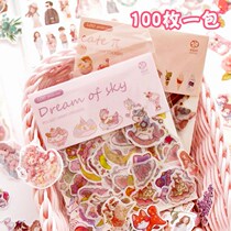 100 handbooks and paper stickers suit DIY handbooks This decorative material a cute teenage heart cartoon paste