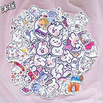 Korean Cartoon Ins Cute Rabbit Hands Tent Sticker Decoration Small Pattern Teenage Girl Hearts Waterproof Water Cup Ipad Sticker