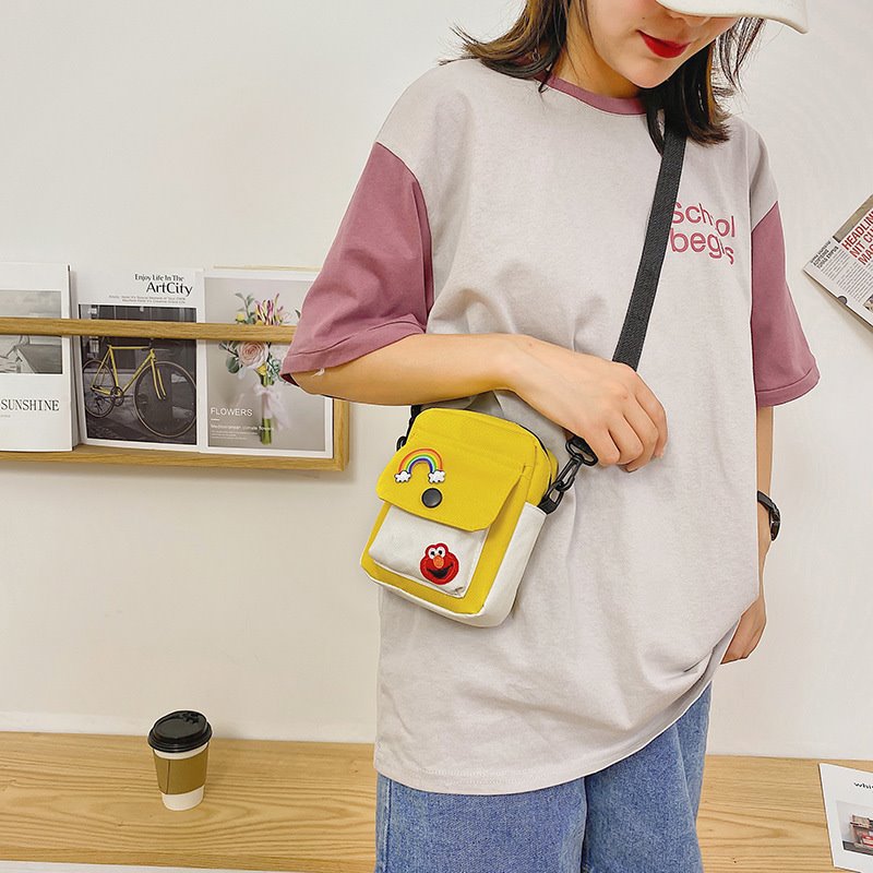 Cute cartoon bag 2022 new Japanese ins canvas shoulder bag soft girl girl student shoulder Messenger bag