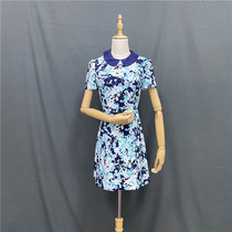 Attachment R Home RCOW42303C Summer New 2021 Temperament Elegant Lapel Contrast Print Dress