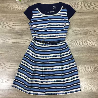Attachment P series PROW62403E Korean version of personality short sleeve striped color dress 2021 spring/summer